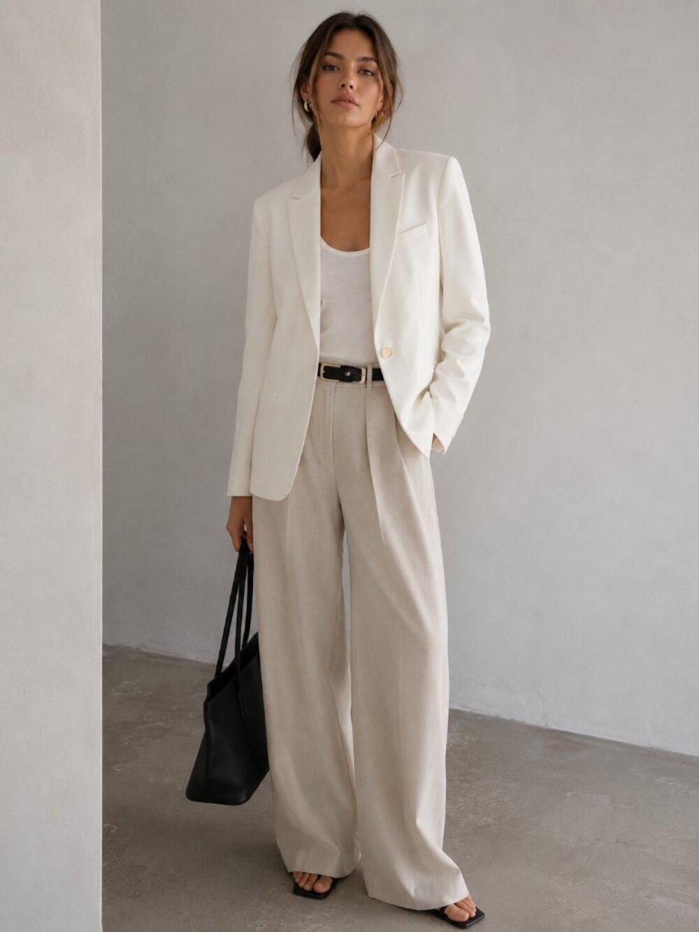 Zara Ivory Tuxedo Blazer Women’s L Cream Minimalist Tailored Jacket Old Money